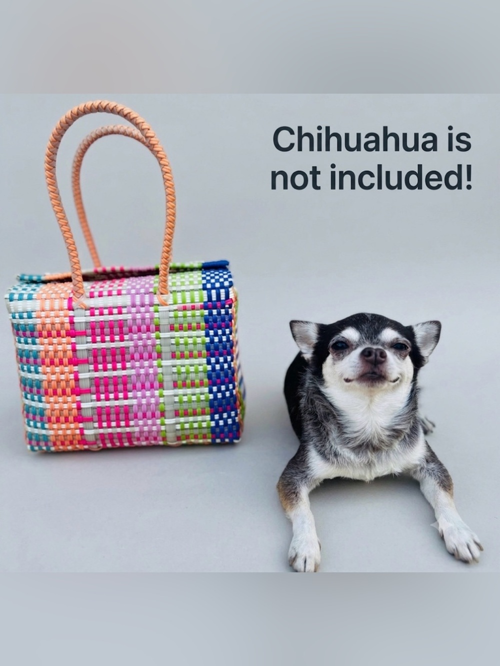 Handmade Woven Tote Bag Pink & Green Stripes | Artisanal Plastic Mesh Top-Handle